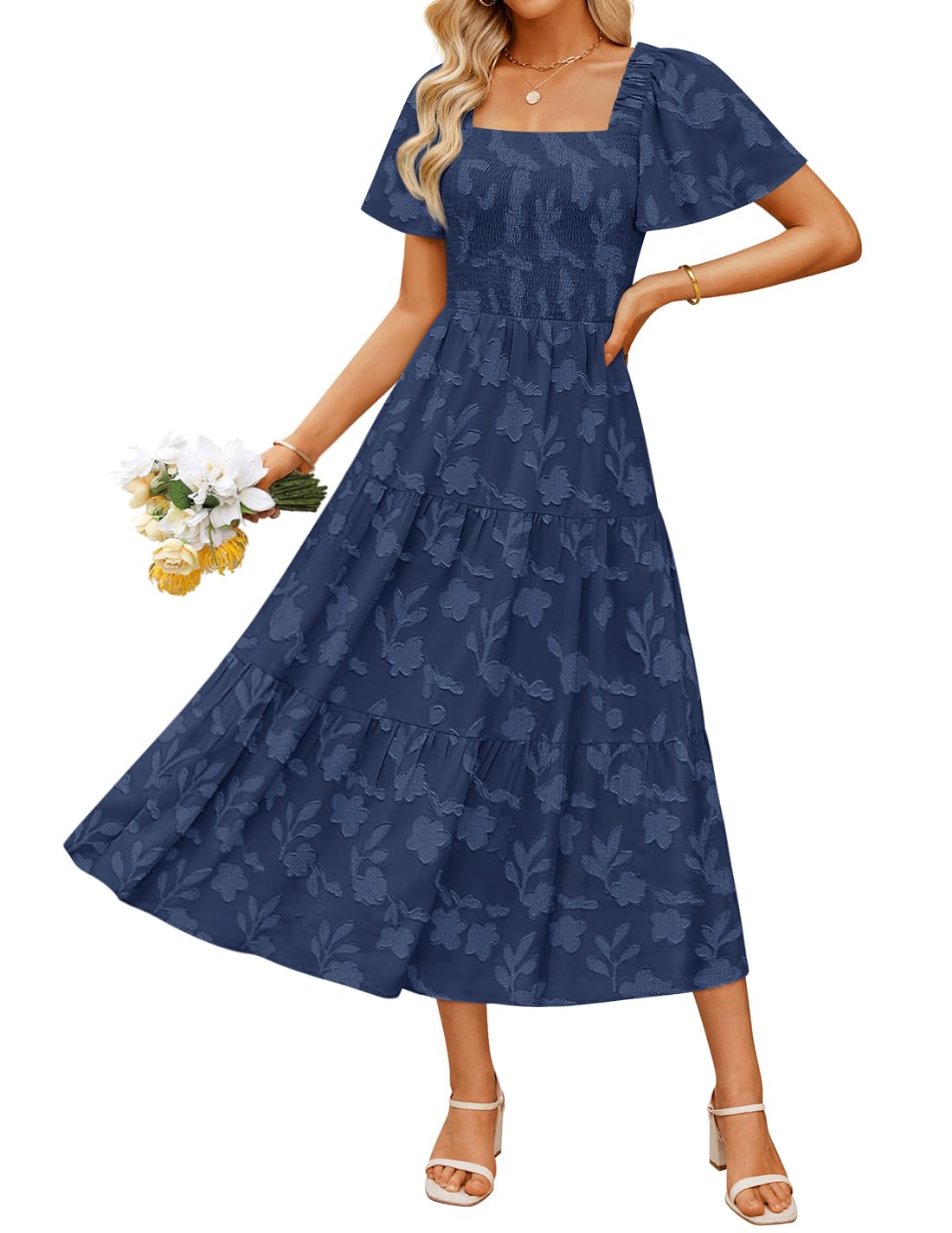 ZESICA Womens 2026 Summer Boho Wedding Guest Midi Dresses