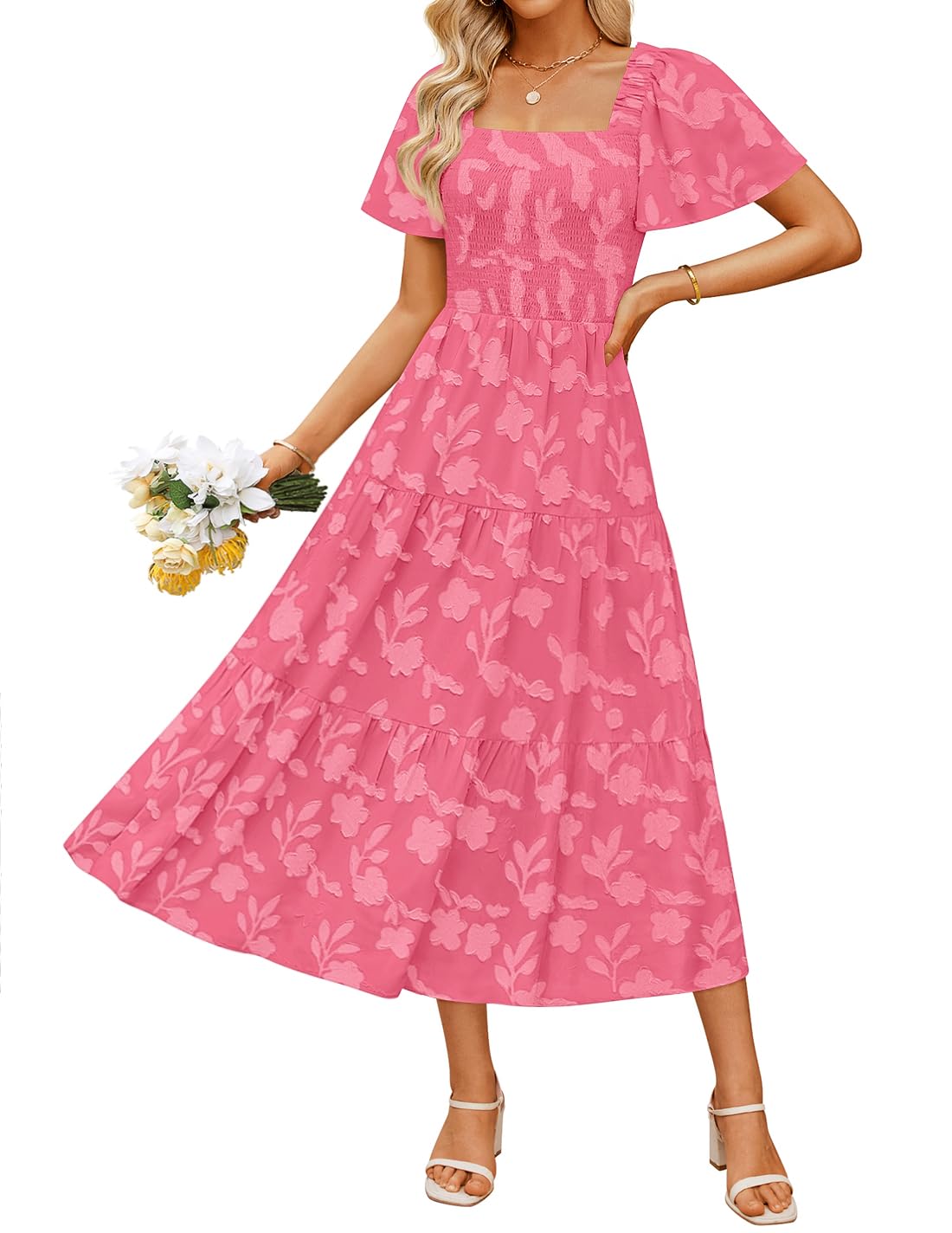 ZESICA Womens 2026 Summer Boho Wedding Guest Midi Dresses