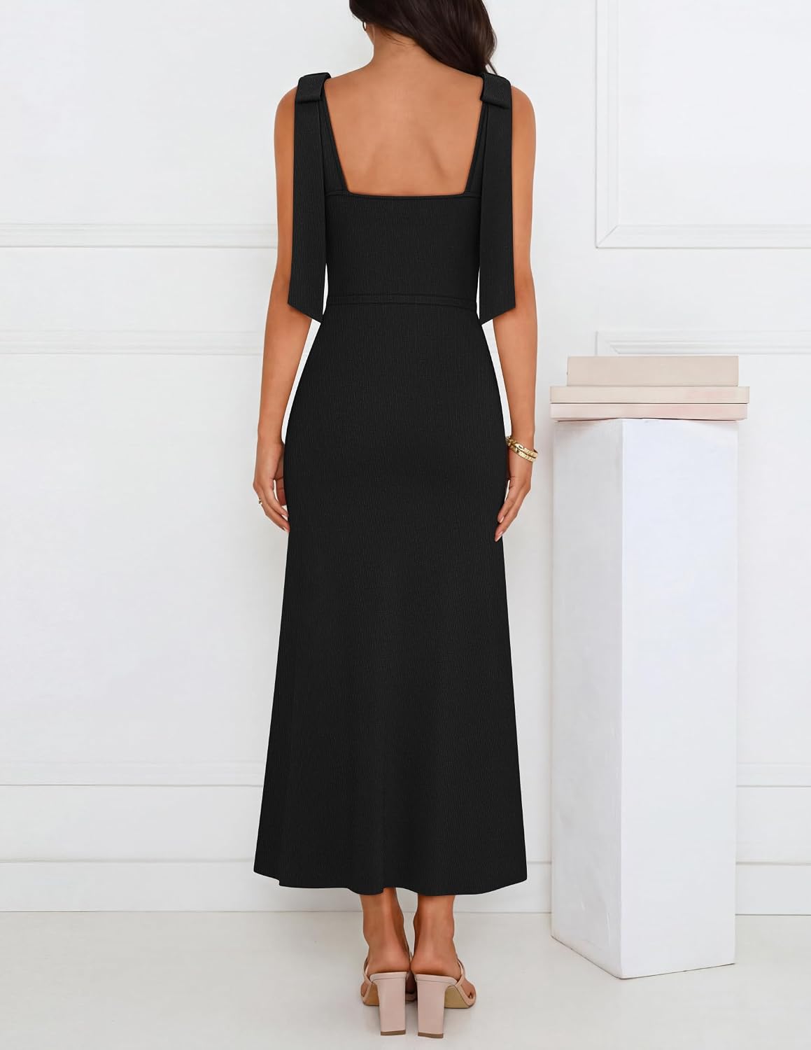 ZESICA Womens Summer Sleeveless Knitted Midi Sweater Dress