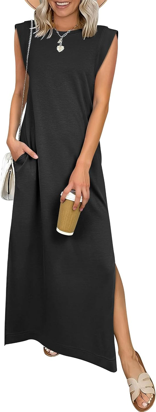 ANRABESS Womens Summer Maxi Dresses Wrinkle Free Sundress with Pockets