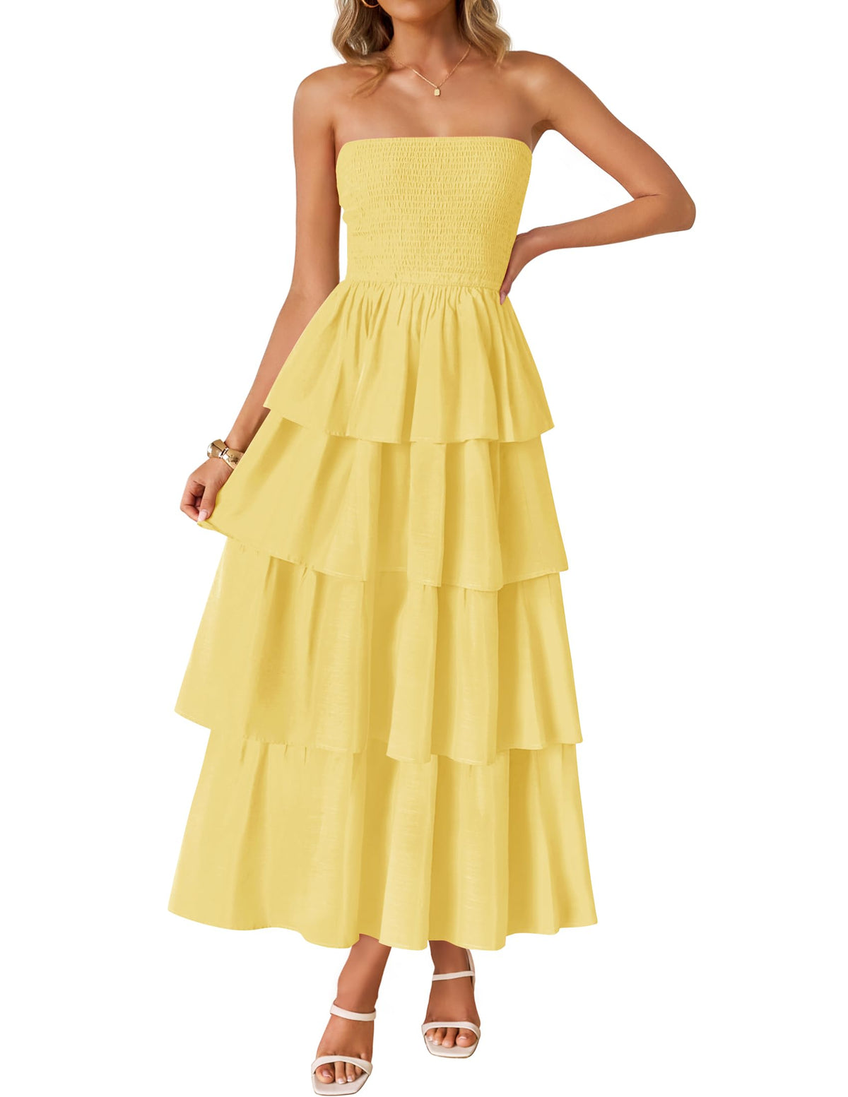 ZESICA Womens 2026 Summer Boho Strapless Maxi Dresses