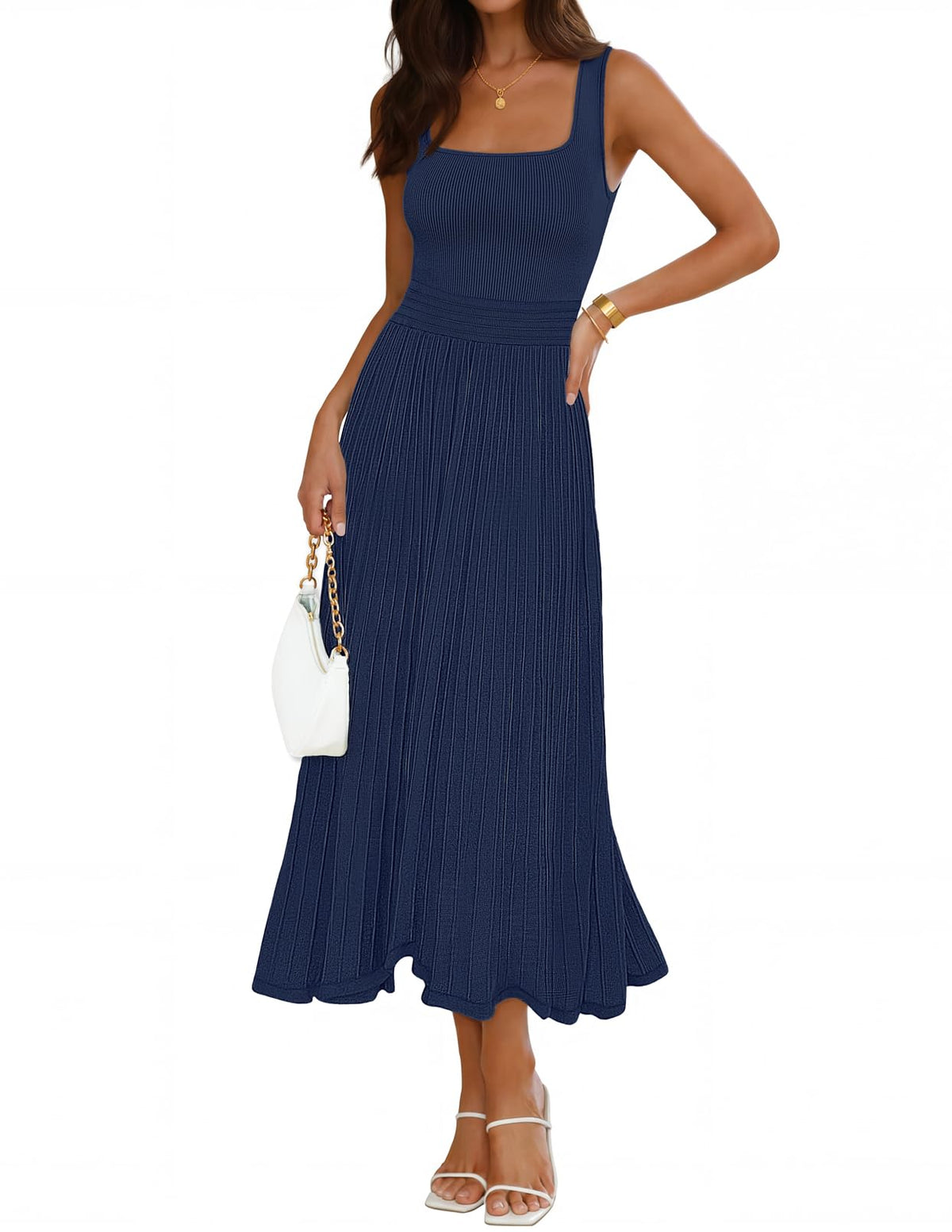 MEROKEETY Women's Summer Cocktail Party Elegant Work Midi Dress