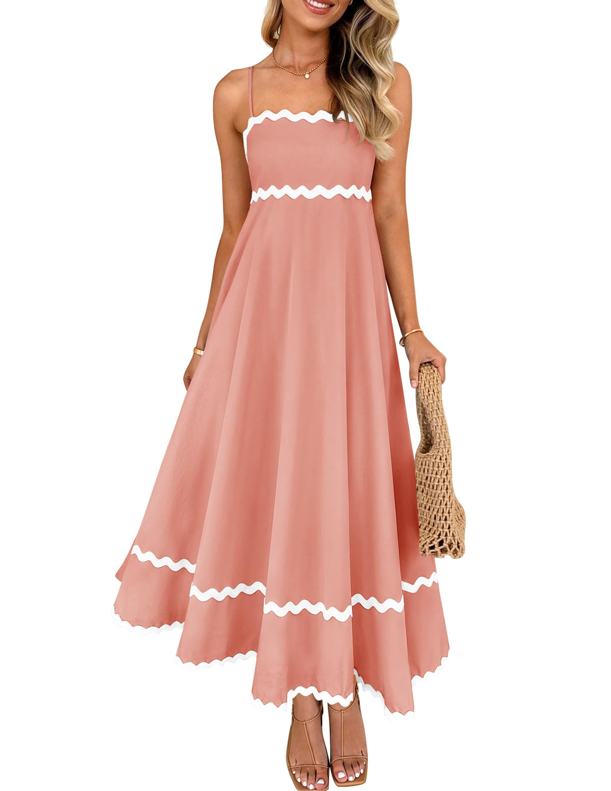 ZESICA Women's 2026 Summer Spaghetti Straps Midi Dress