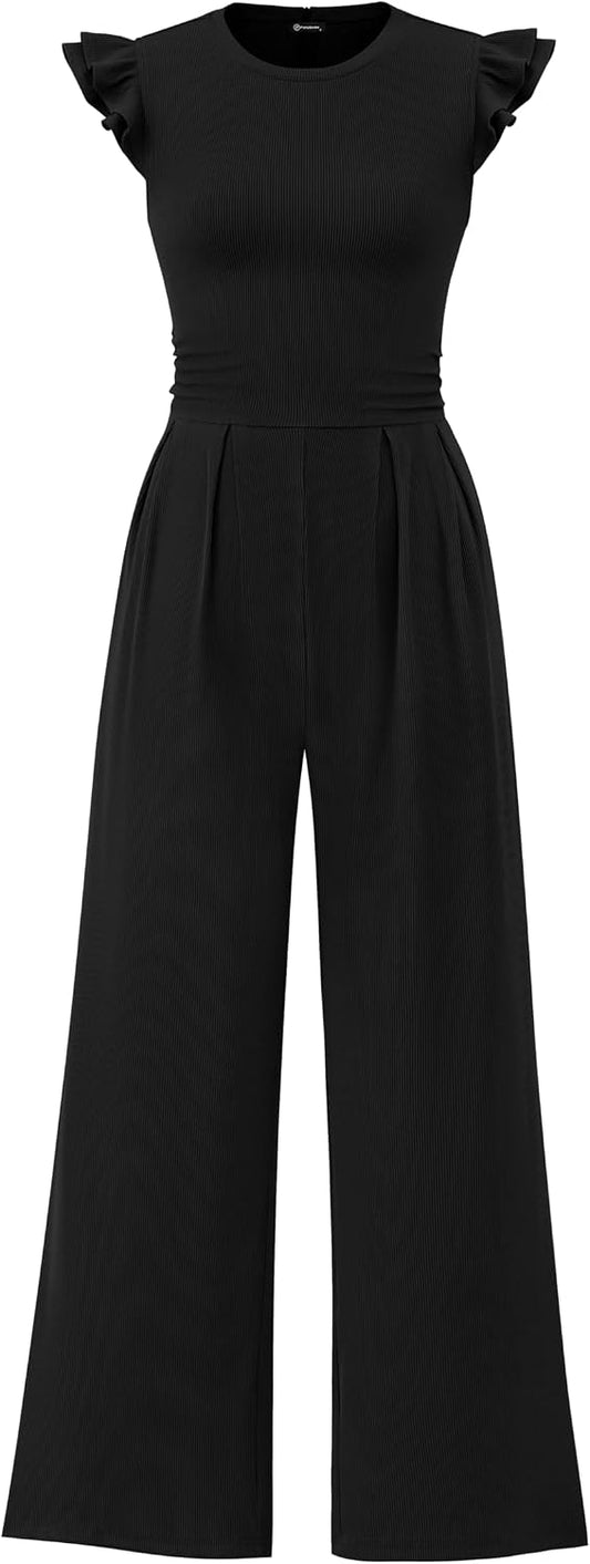 PRETTYGARDEN Cap Sleeve One Piece Jumpsuits for Women