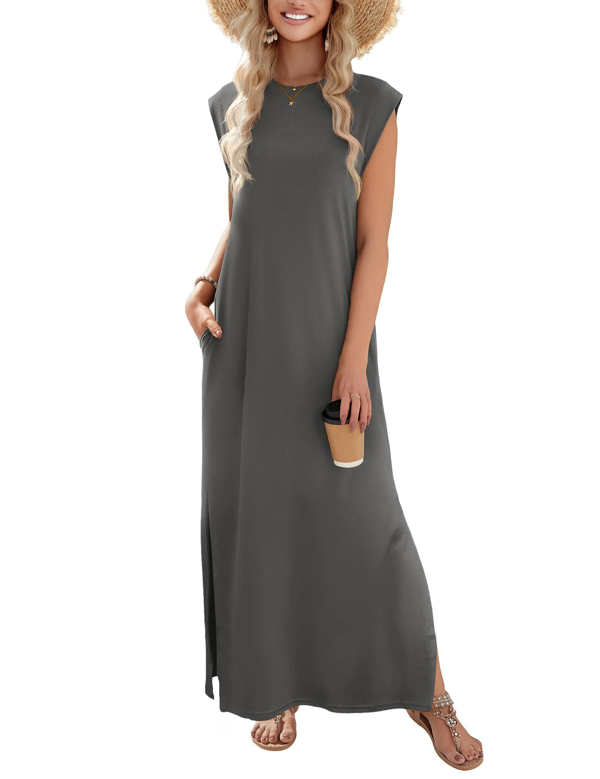 Zeagoo Summer Dresses for Women 2026 Long Maxi Sundresses Loose Split Wrinkle-Free Beach Travel Vacation Clothes