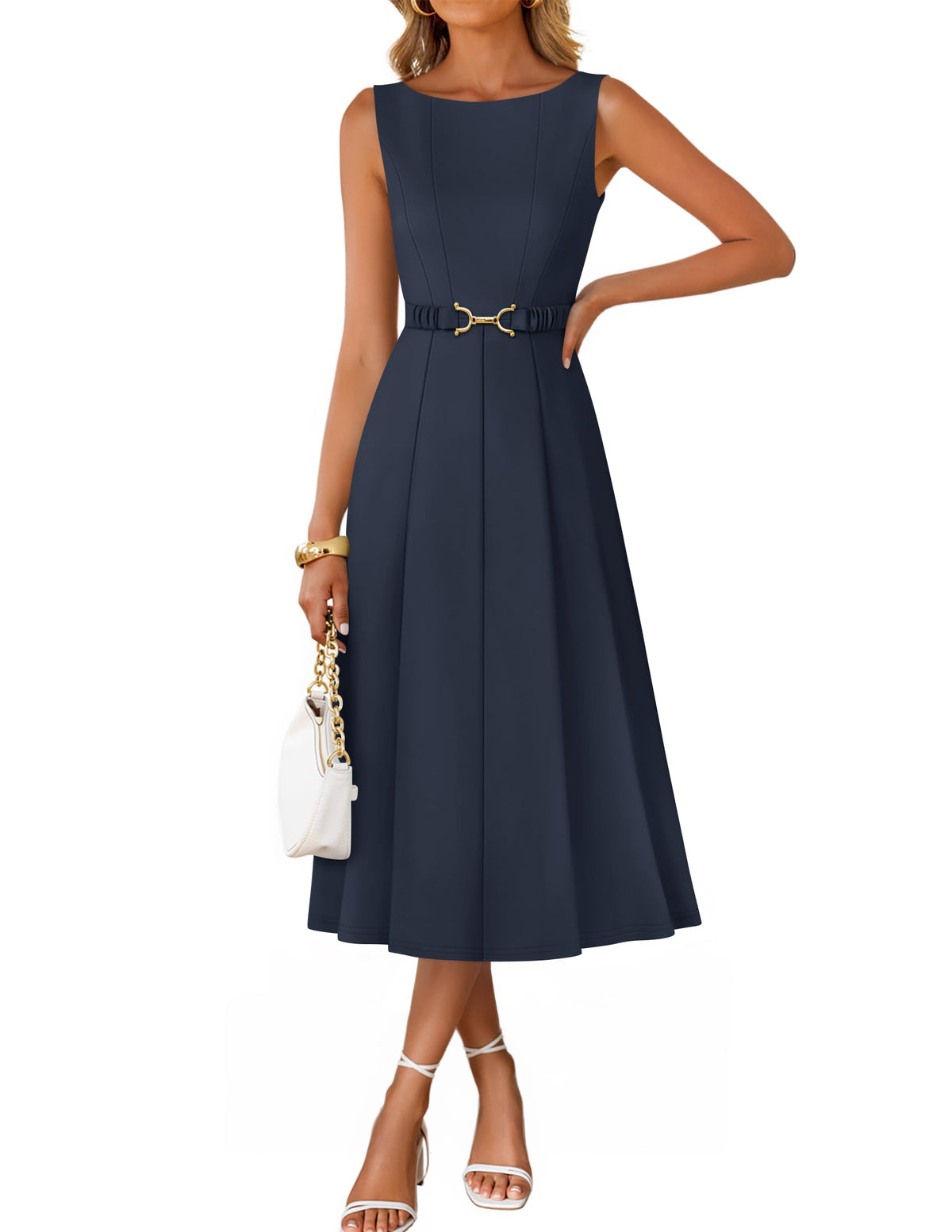 ZESICA Women's Summer Sleeveless 2026 Formal Cocktail Party Midi Dresses