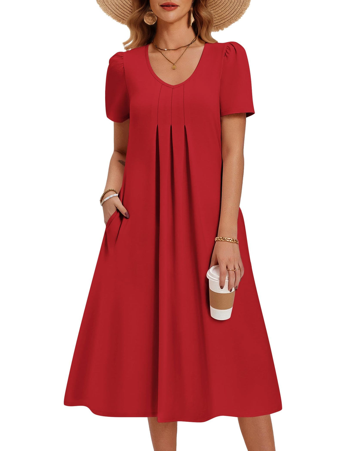Zeagoo Summer Casual Dress for Womens Floral Midi Sundress with Pockets
