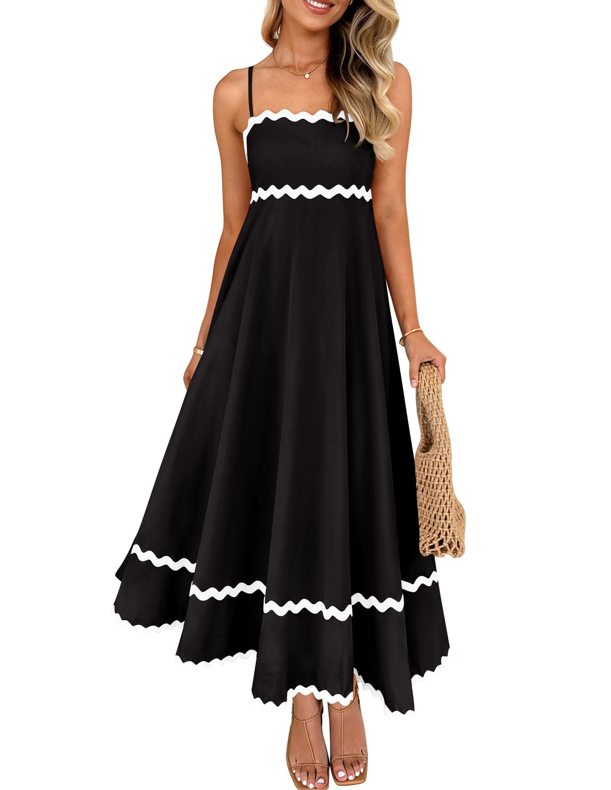 ZESICA Women's 2026 Summer Spaghetti Straps Midi Dress