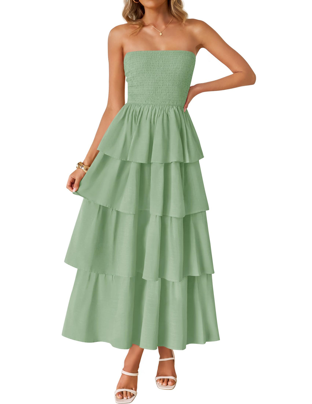 ZESICA Womens 2026 Summer Boho Strapless Maxi Dresses