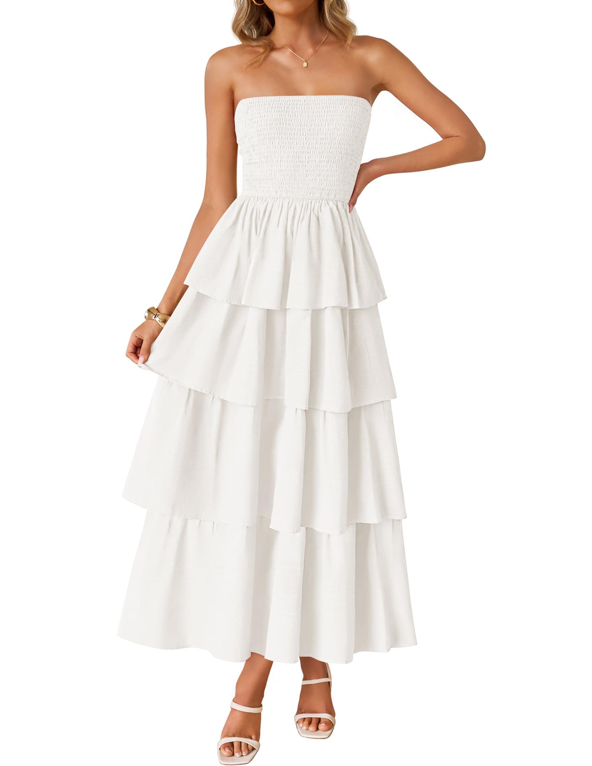 ZESICA Womens 2026 Summer Boho Strapless Maxi Dresses