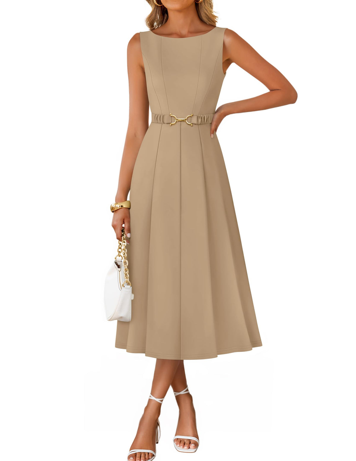 ZESICA Women's Summer Sleeveless 2026 Formal Cocktail Party Midi Dresses