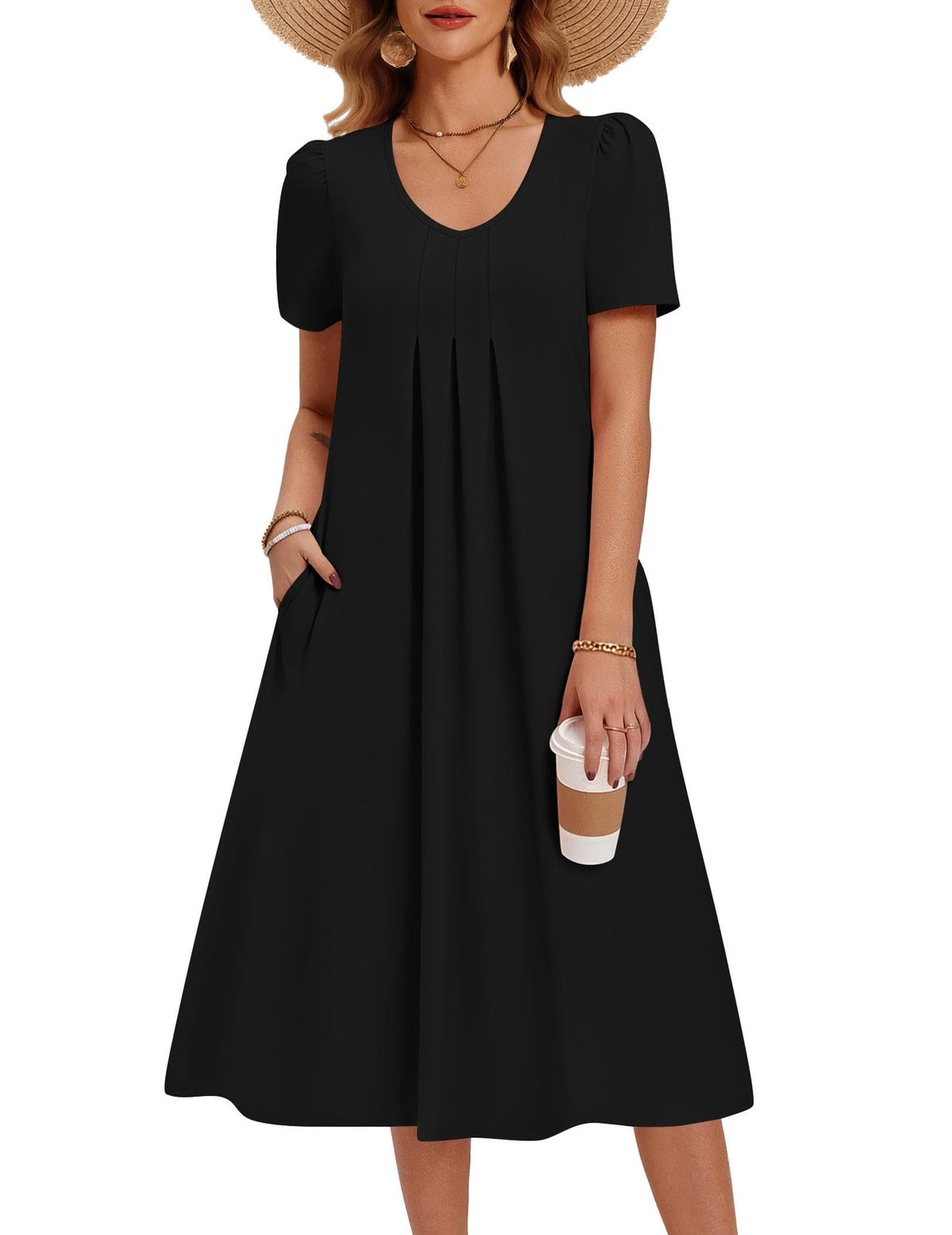 Zeagoo Summer Casual Dress for Womens Floral Midi Sundress with Pockets