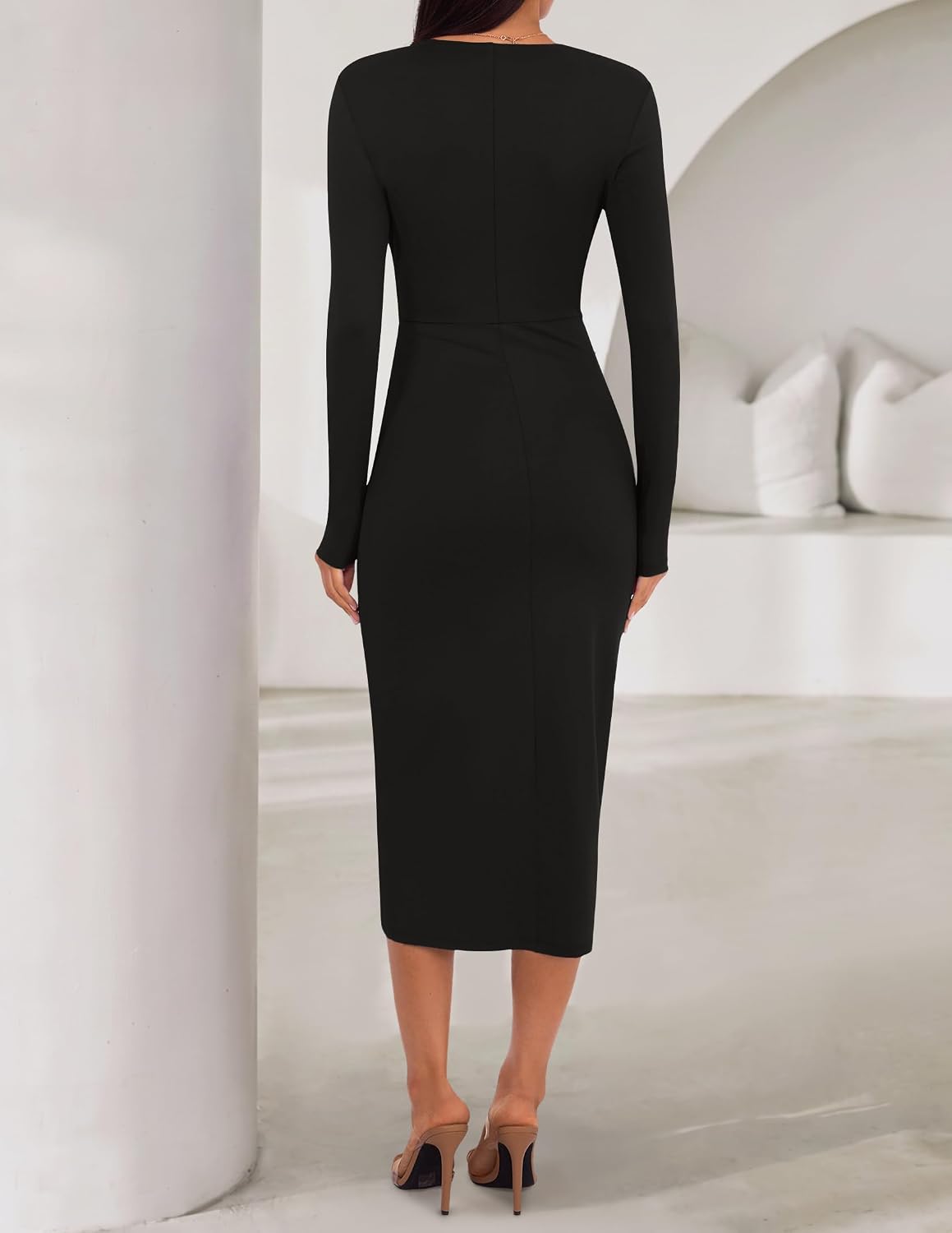 ZESICA Women's Fall Long Sleeve Wrap Bodycon Cocktail Party Dresses