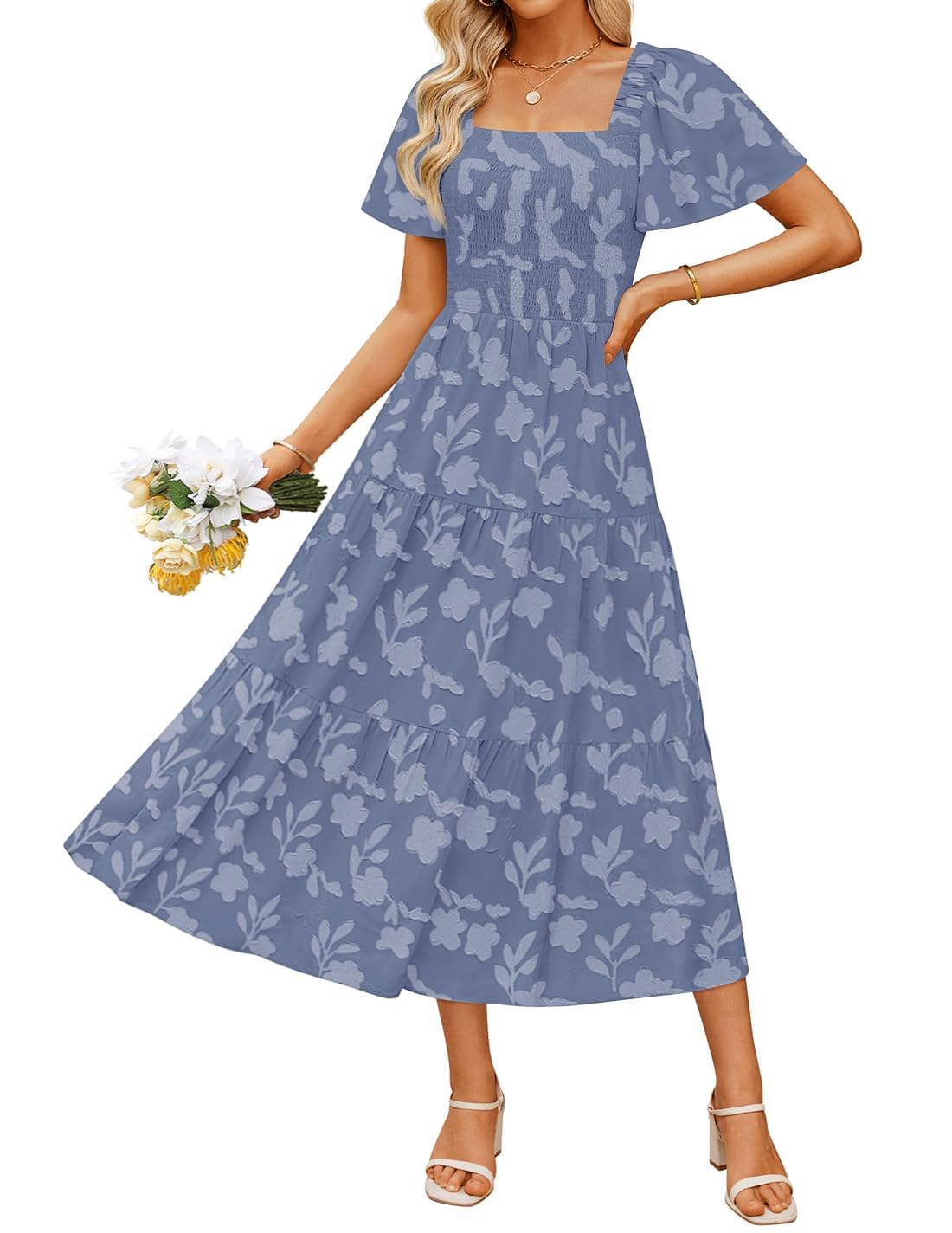 ZESICA Womens 2026 Summer Boho Wedding Guest Midi Dresses