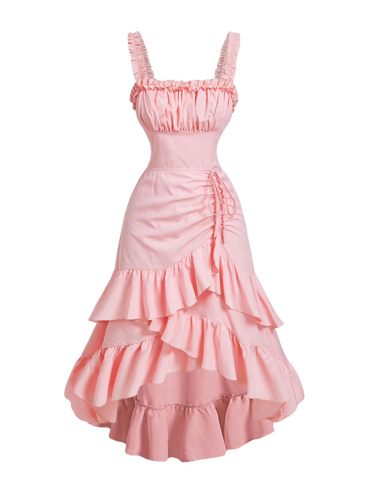 SOLY HUX Women's Layered Ruffle Hem Ruched Asymmetrical Long Dress