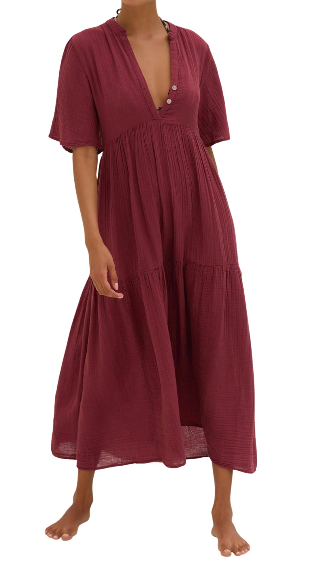R.Vivimos Womens Summer Cotton Casual Flowy Maxi Dress