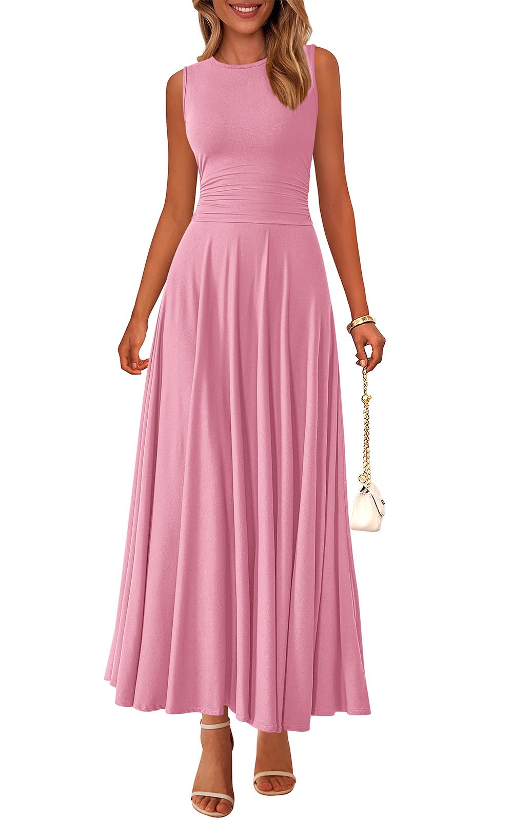 PRETTYGARDEN Womens Sleeveless Summer Dresses 2026 Flowy Aline Maxi Dress