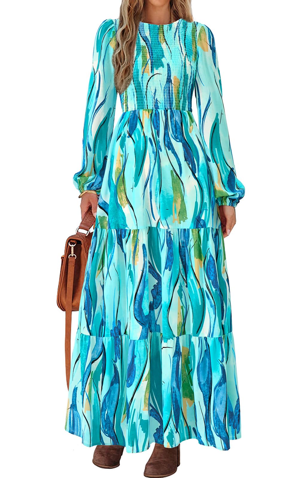 PRETTYGARDEN Long Sleeve Floral Maxi Fall Dresses for Women Trendy Outfits