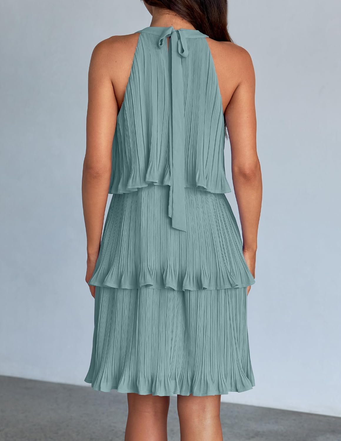 ZESICA Women's Summer Halter Ruffle Tiered Cocktail Mini Dresses