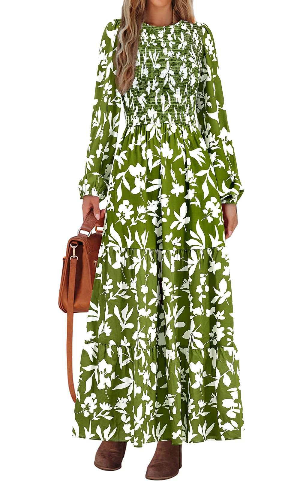 PRETTYGARDEN Long Sleeve Floral Maxi Fall Dresses for Women Trendy Outfits