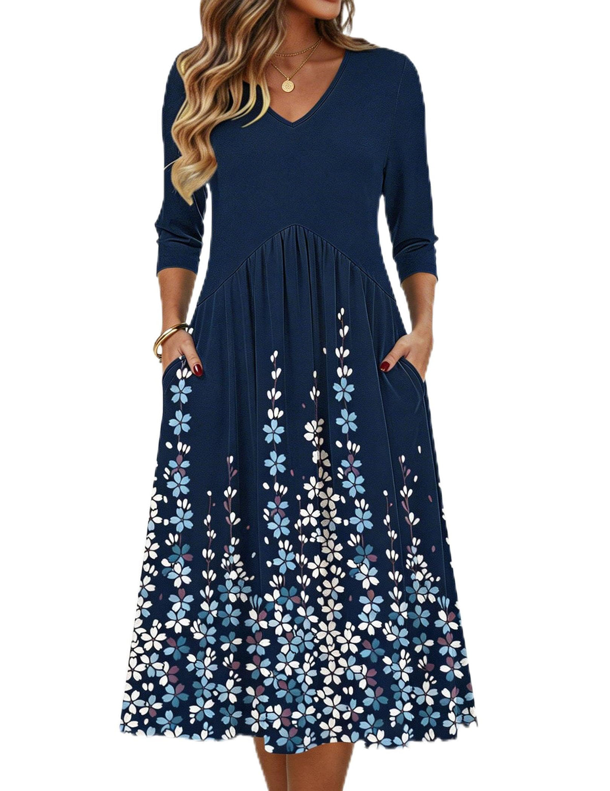 Zeagoo Summer Dresses for Women 2026 3/4 Sleeve Casual Midi Tshirt Dresses