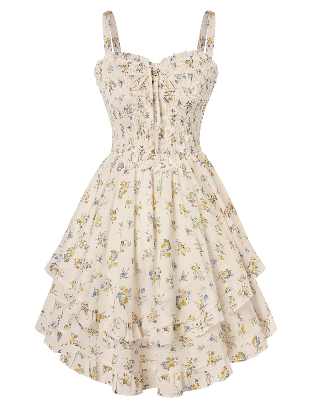 Scarlet Darkness Smocked Floral Sundresses Women Teens Summer Spring Dress