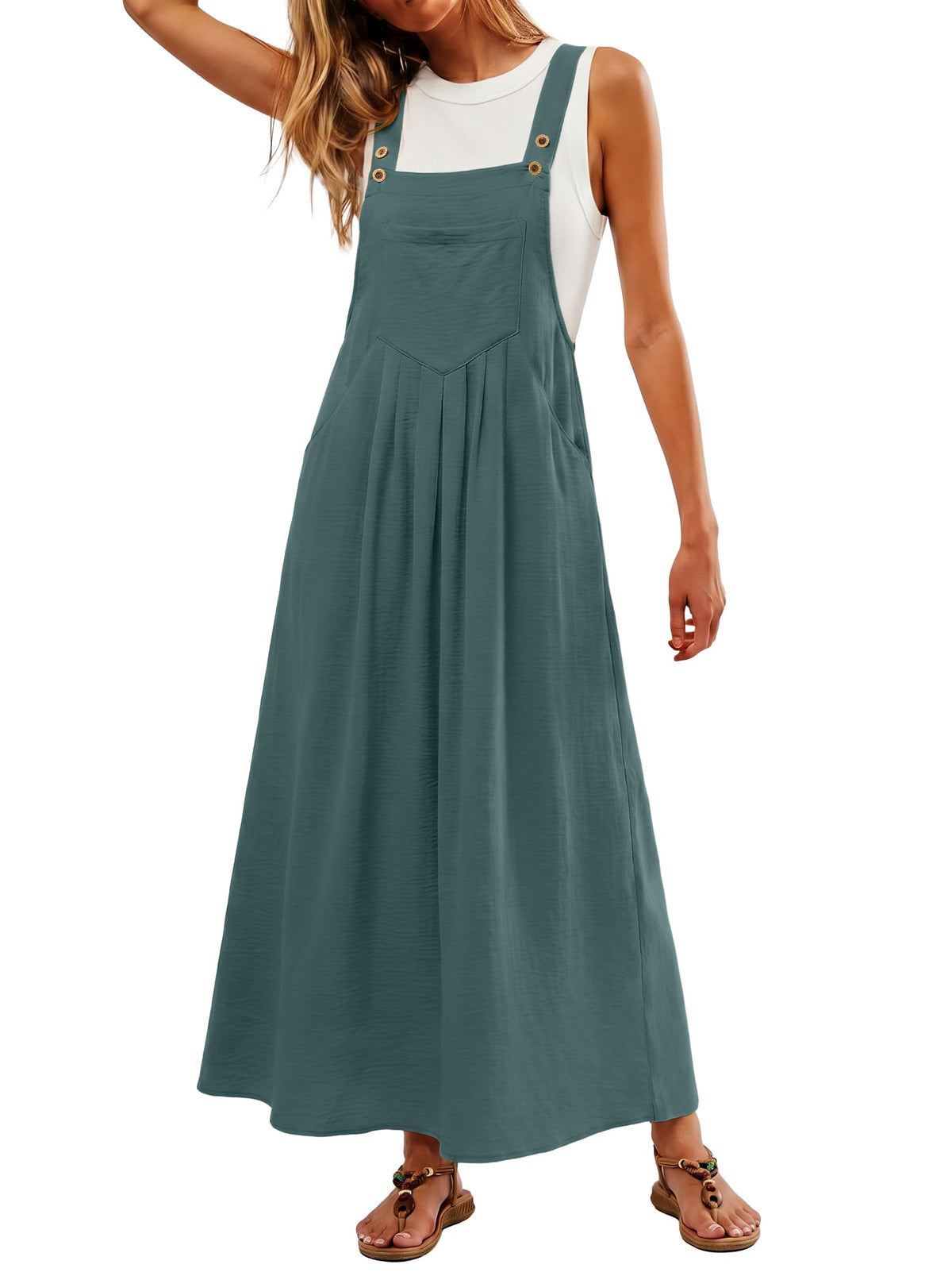 Lepunuo Summer Dresses Women Bib Overall Dresses Adjustable Beach