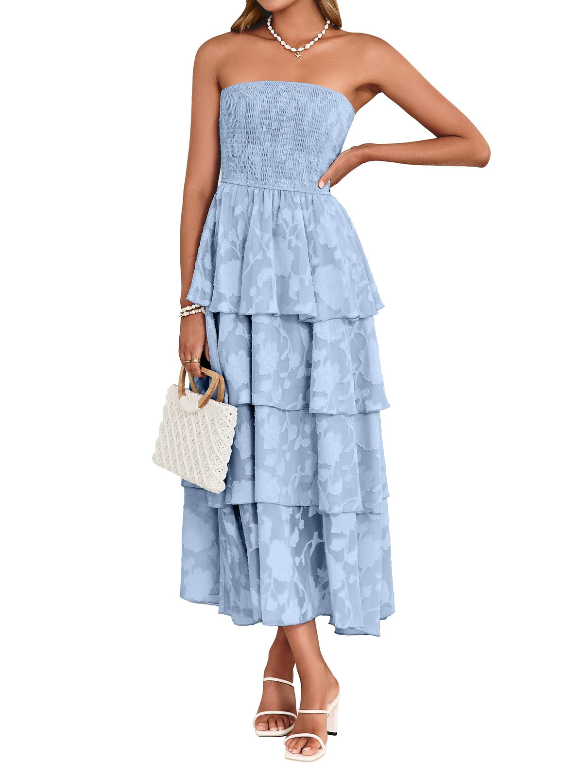 Simplee Womens Maxi Boho Floral Strpless Wedding Guest Beach Long Dress