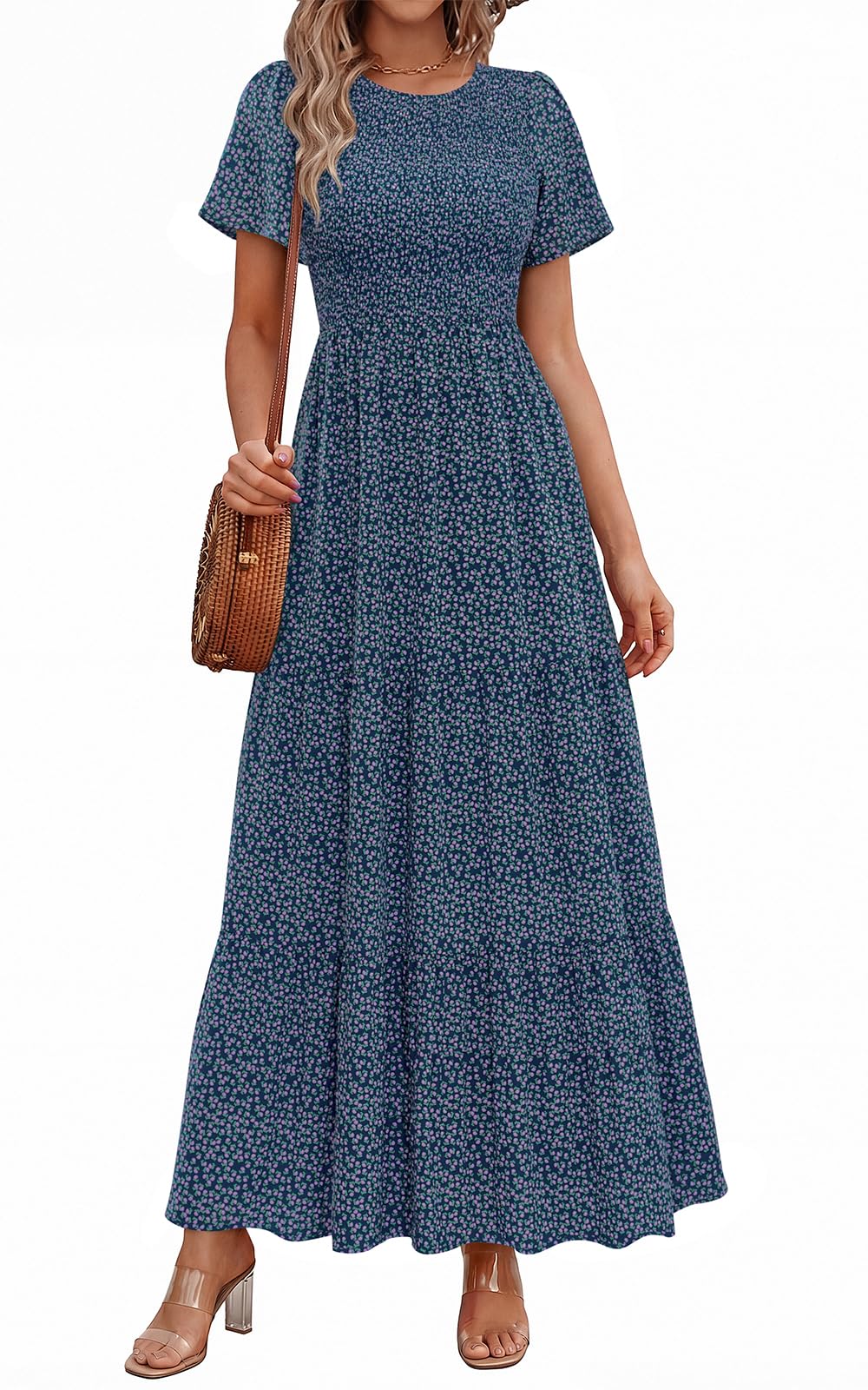 PRETTYGARDEN Women's 2026 Summer Casual Flutter Sleeve Floral Maxi Dress