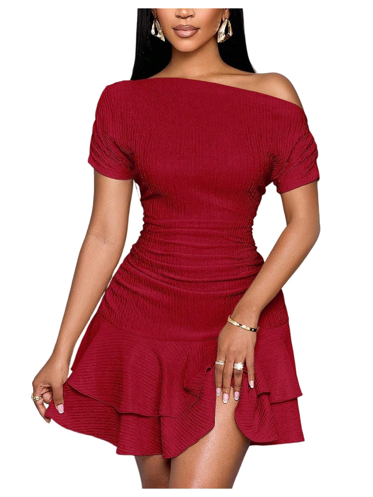 SOLY HUX Summer Brunch Dresses for Women Off The Shoulder Mini Dress