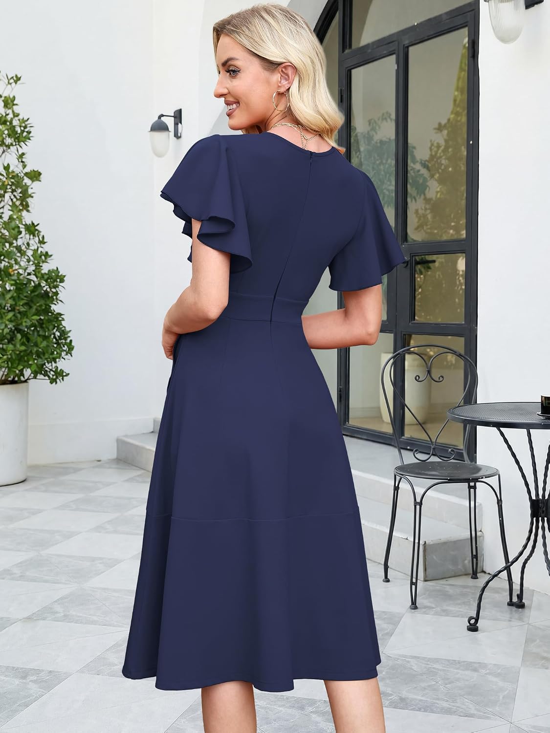 ANRABESS Womens Cocktail Dress Semi Formal Wedding Guest Wrap Midi Dresses Summer Western A Line High Low Ruffled Dress