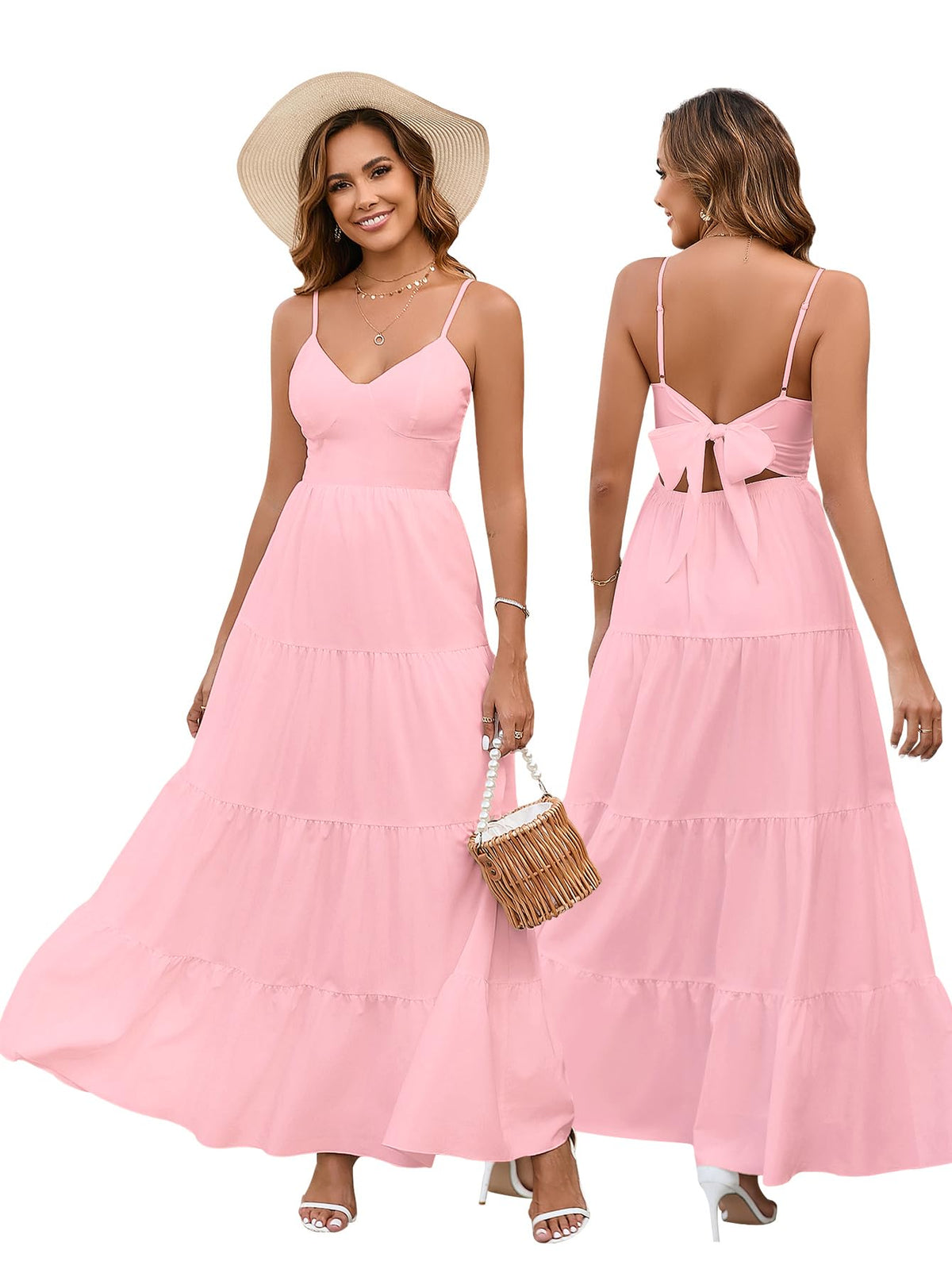 HTZMO Women Summer Floral Maxi Sundress Boho Beach Long Dress