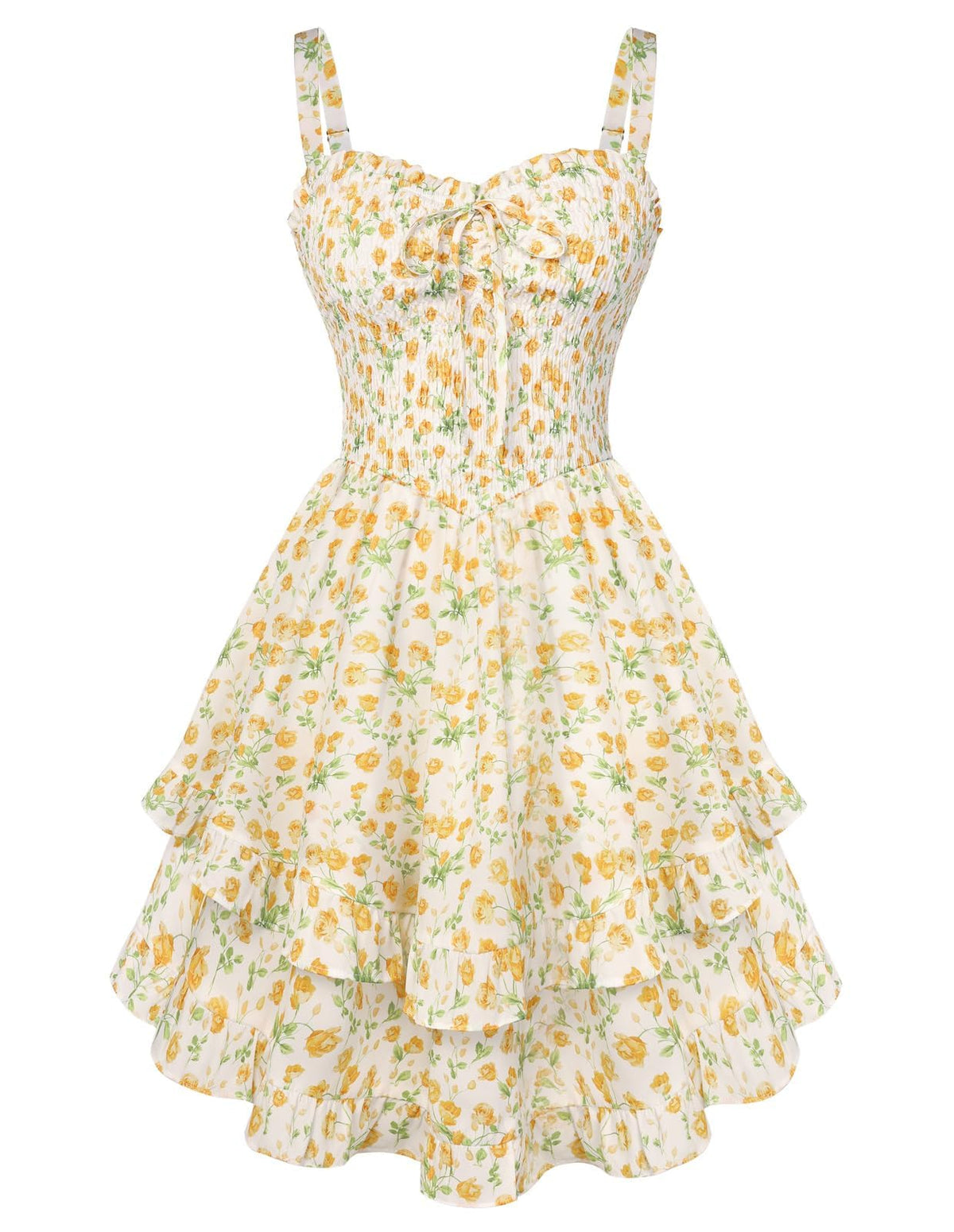 Scarlet Darkness Smocked Floral Sundresses Women Teens Summer Spring Dress