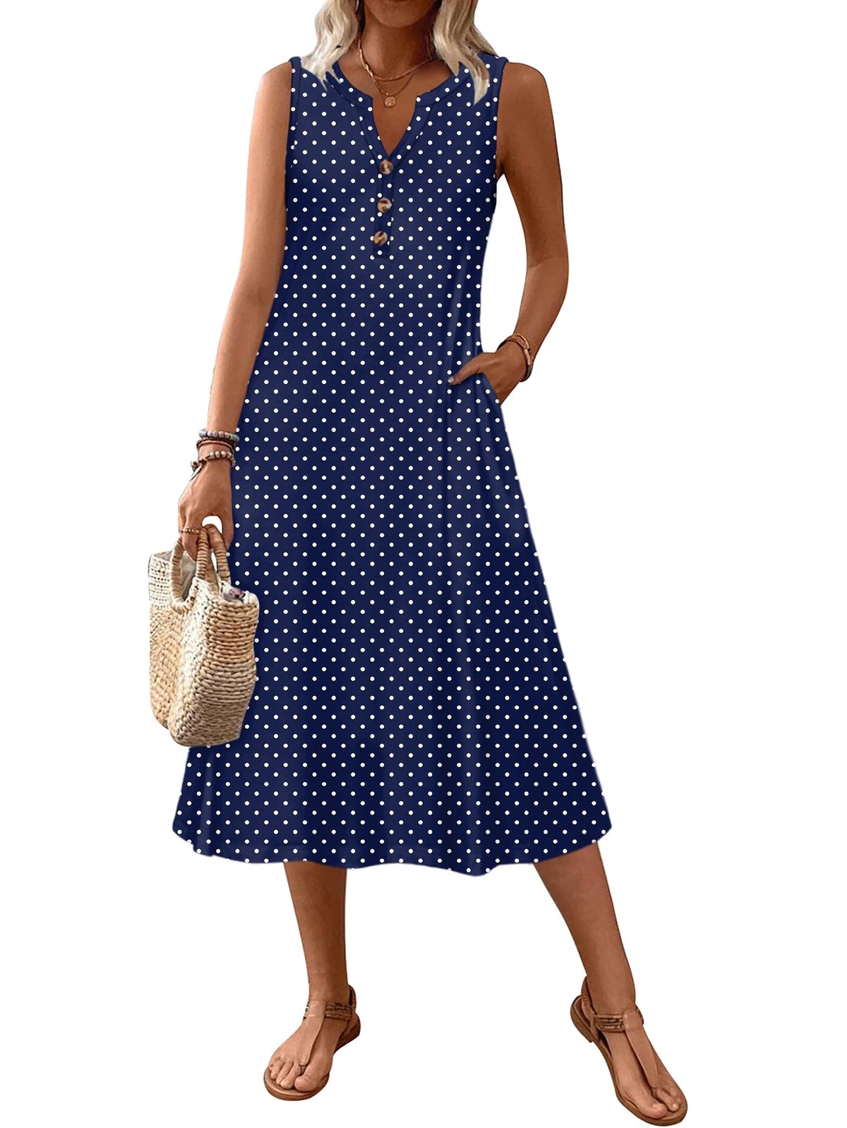 Zeagoo Summer Dress for Women 2026 Sleeveless Tank Midi Dress Vacation Beach Sundress Aline Boho Clothing