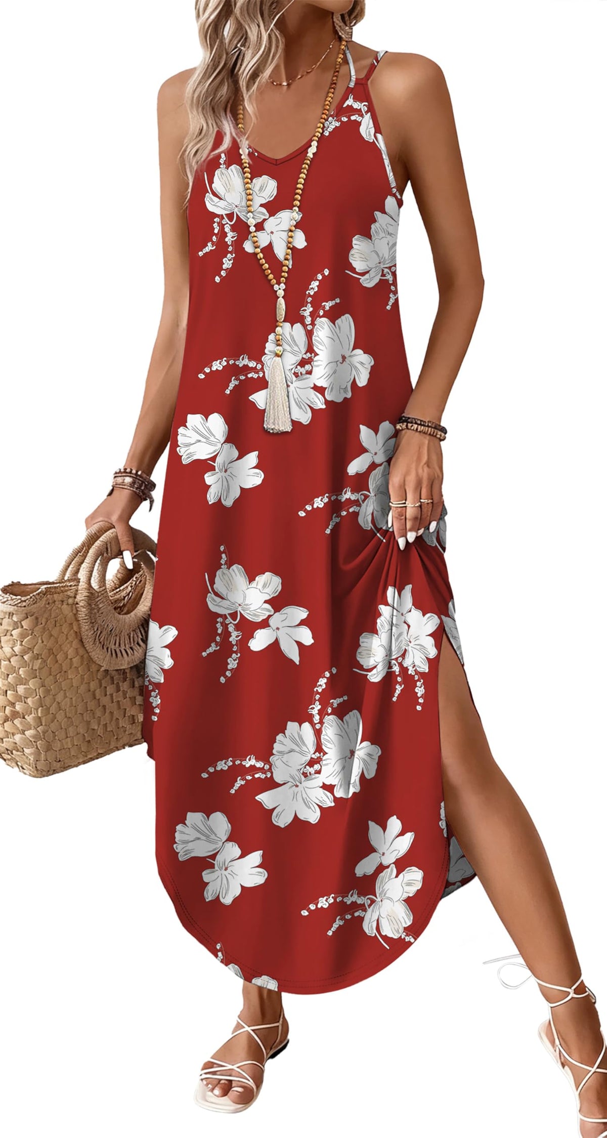 WIHOLL Summer Dresses for Women 2026 Maxi Dress Boho Halter Dress Sundresses Beach Vacation Clothes Travel Outfits