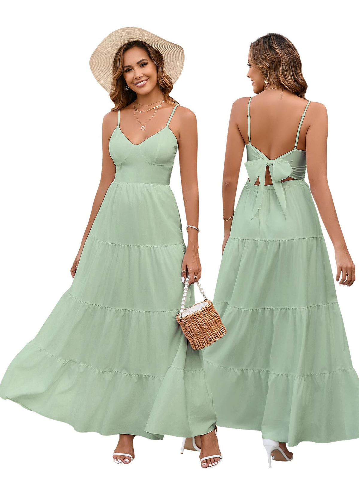 HTZMO Women Summer Floral Maxi Sundress Boho Beach Long Dress