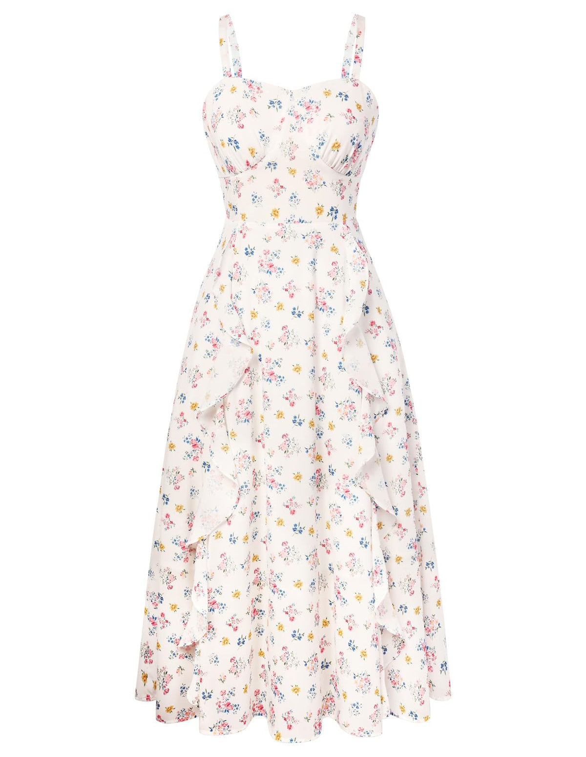 Belle Poque Women Sun Dresses Midi Ruffle Dress