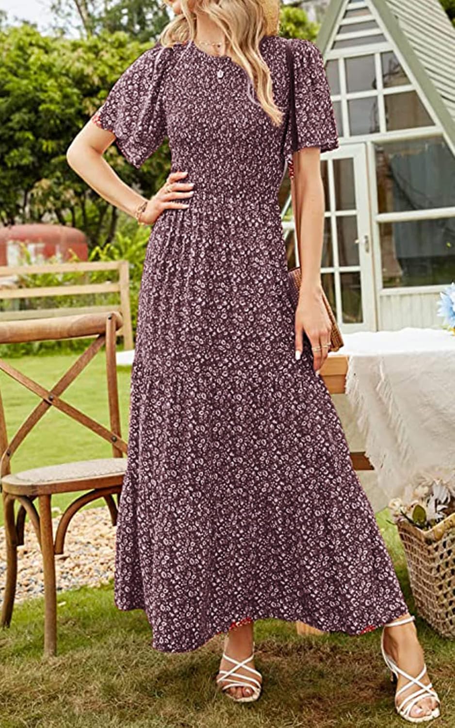 PRETTYGARDEN Women's 2026 Summer Casual Flutter Sleeve Floral Maxi Dress