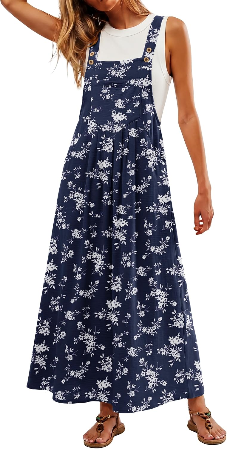 Lepunuo Summer Dresses Women Bib Overall Dresses Adjustable Beach
