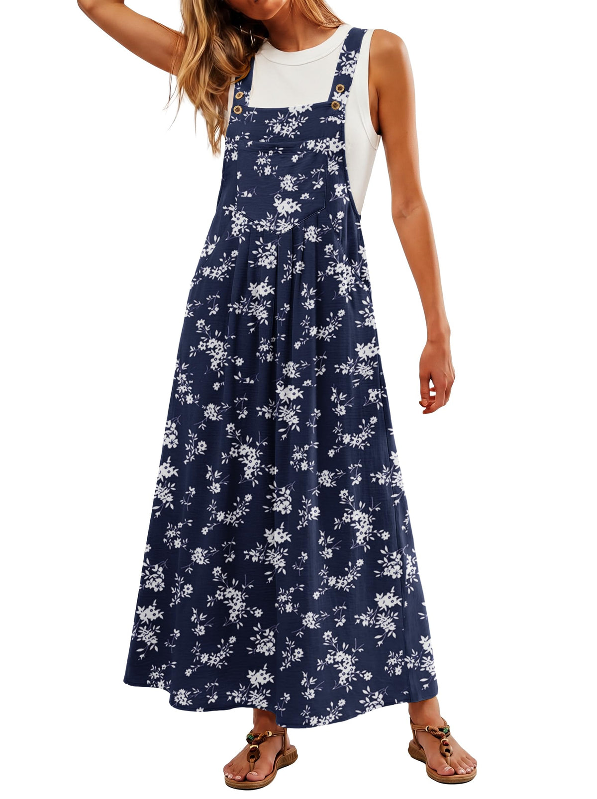 Lepunuo Summer Dresses Women Bib Overall Dresses Adjustable Beach