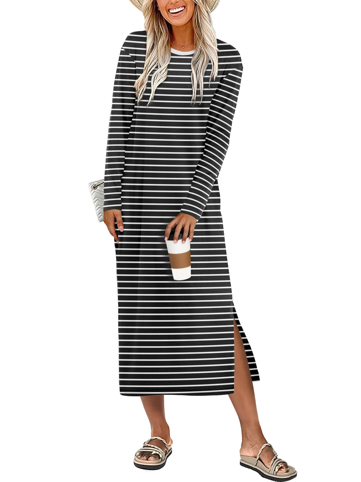 ANRABESS Long Sleeve Midi Dresses for Women