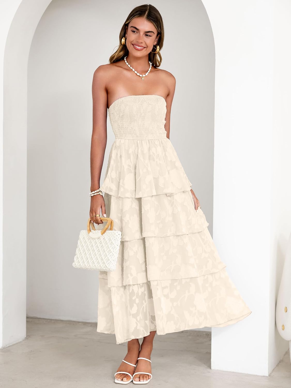 Simplee Womens Maxi Boho Floral Strpless Wedding Guest Beach Long Dress