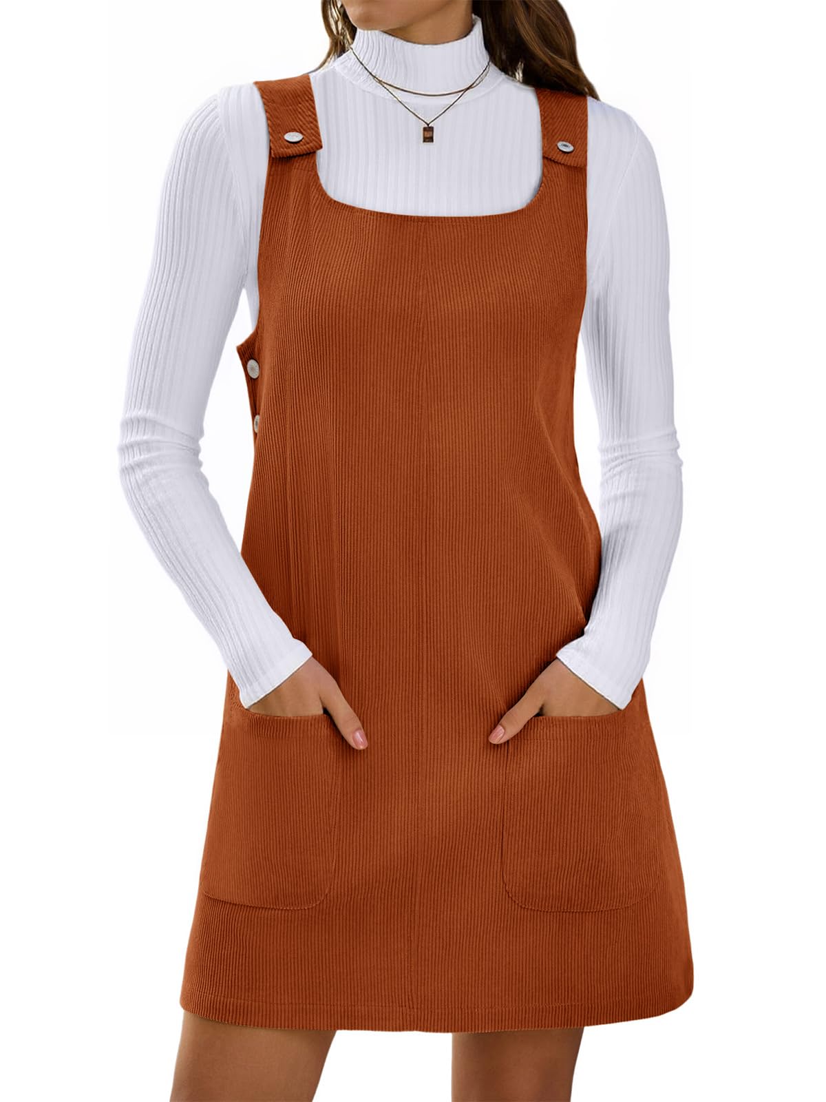 Yousify Womens Corduroy Overall Dress 2026 Fall Jumper Mini Dresses Rompers