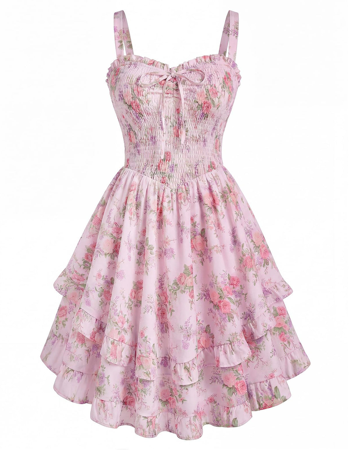 Scarlet Darkness Smocked Floral Sundresses Women Teens Summer Spring Dress