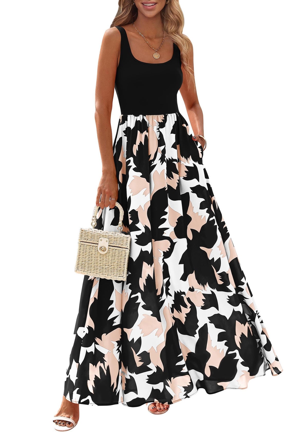 KIRUNDO Women's Summer Maxi Dress Boho Floral Long Sundress