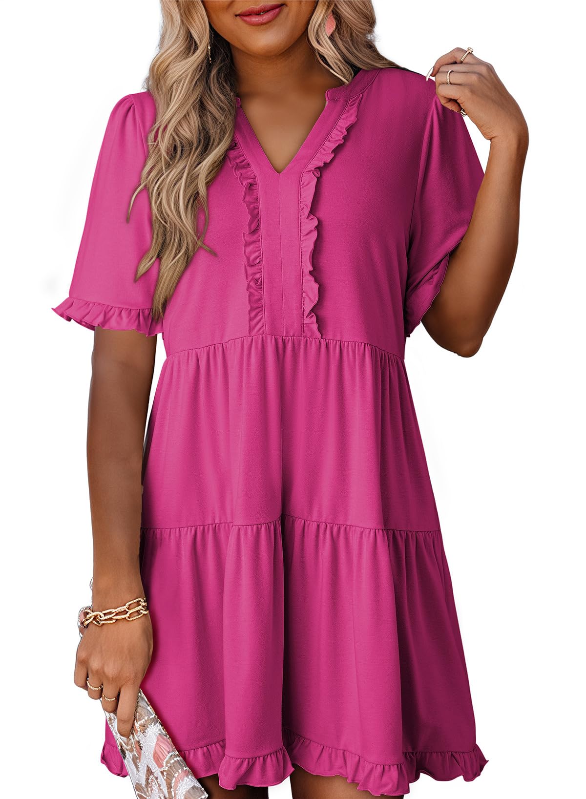 Dokotoo Womens A Line Babydoll Casual Summer Dresses with Pockets