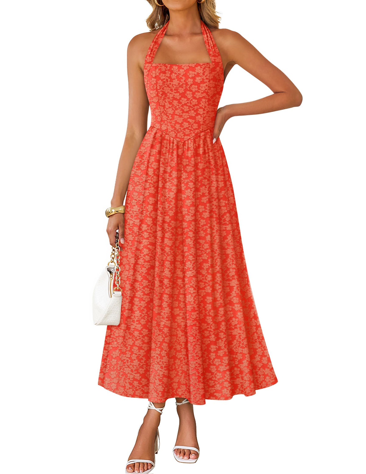 ZESICA Women's Summer Sleeveless Floral Wedding Guest Maxi Dress