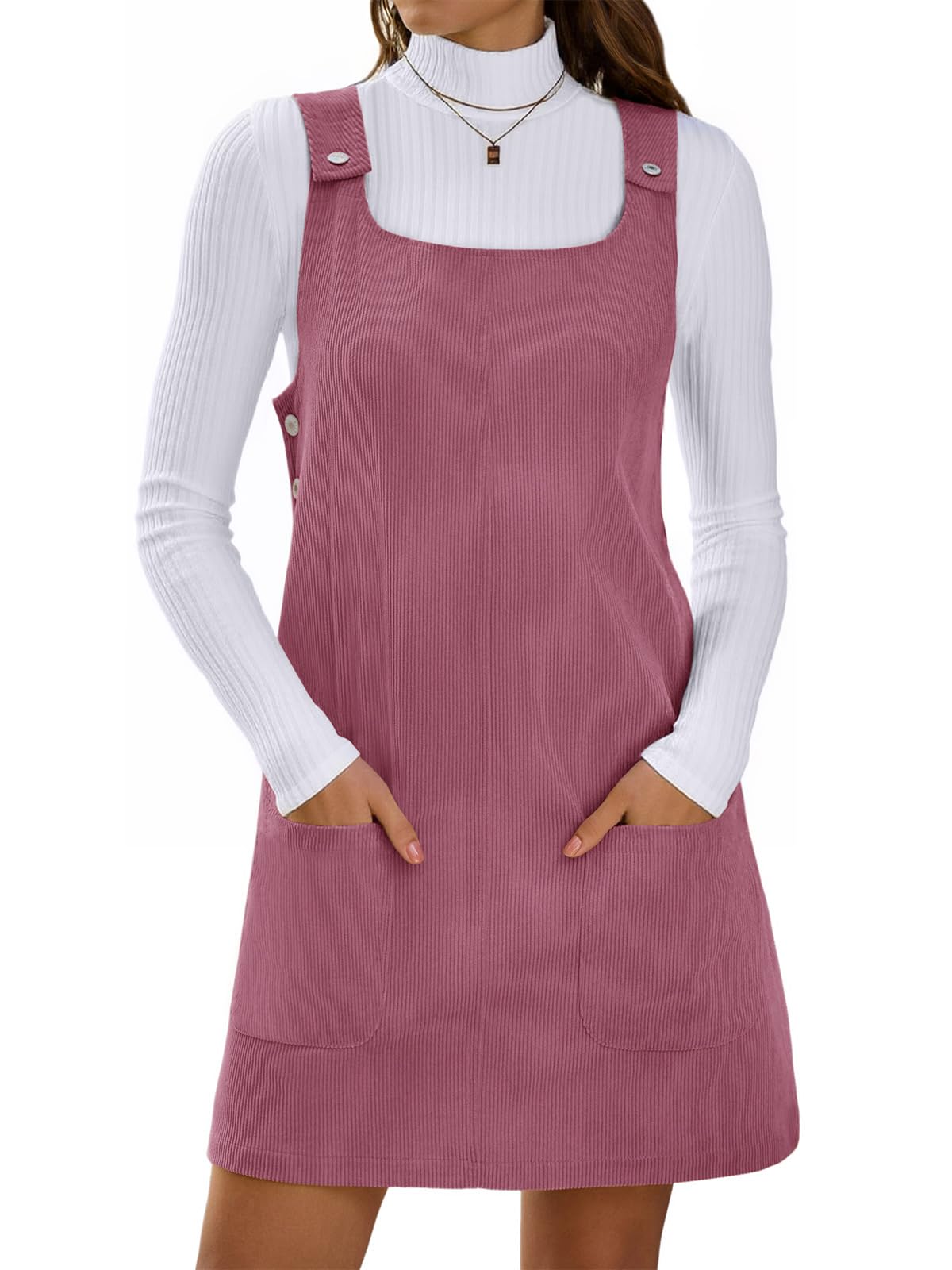 Yousify Womens Corduroy Overall Dress 2026 Fall Jumper Mini Dresses Rompers