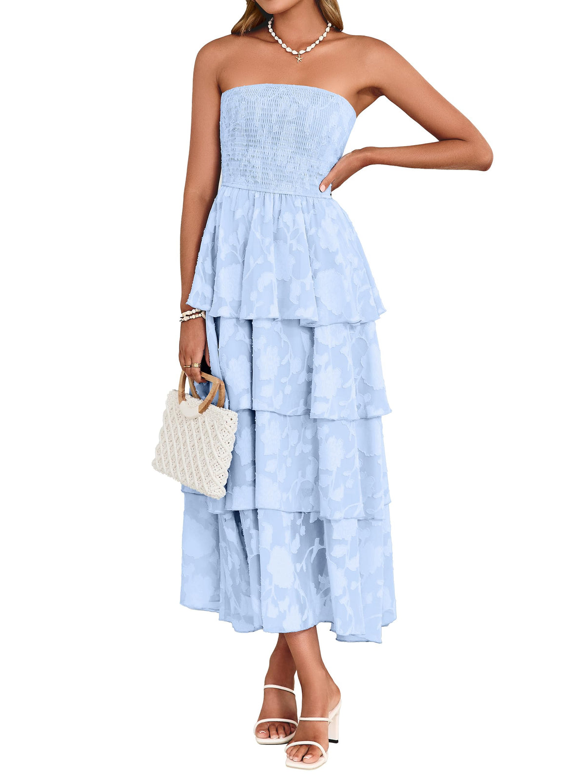 Simplee Womens Maxi Boho Floral Strpless Wedding Guest Beach Long Dress