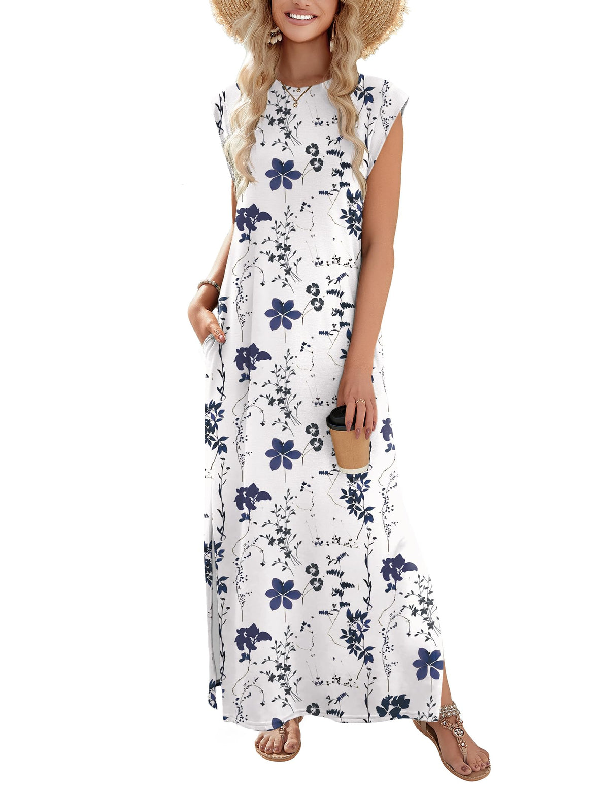 Zeagoo Summer Dresses for Women 2026 Long Maxi Sundresses Loose Split Wrinkle-Free Beach Travel Vacation Clothes